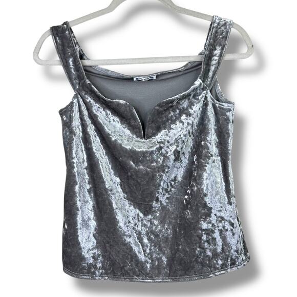 Reformation NWOT Andria Silver Moonlight Velvet Off-the-Shoulder Knit Tank Top - Picture 2 of 8